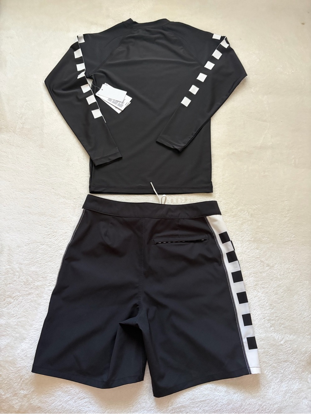 Vans Black and White Checkered Kids Long sleeve shirt and shorts set.